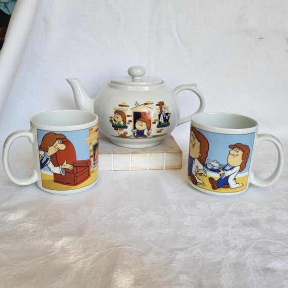 Tetley Tea Folk Teapot and Mugs - Picture 1 of 14